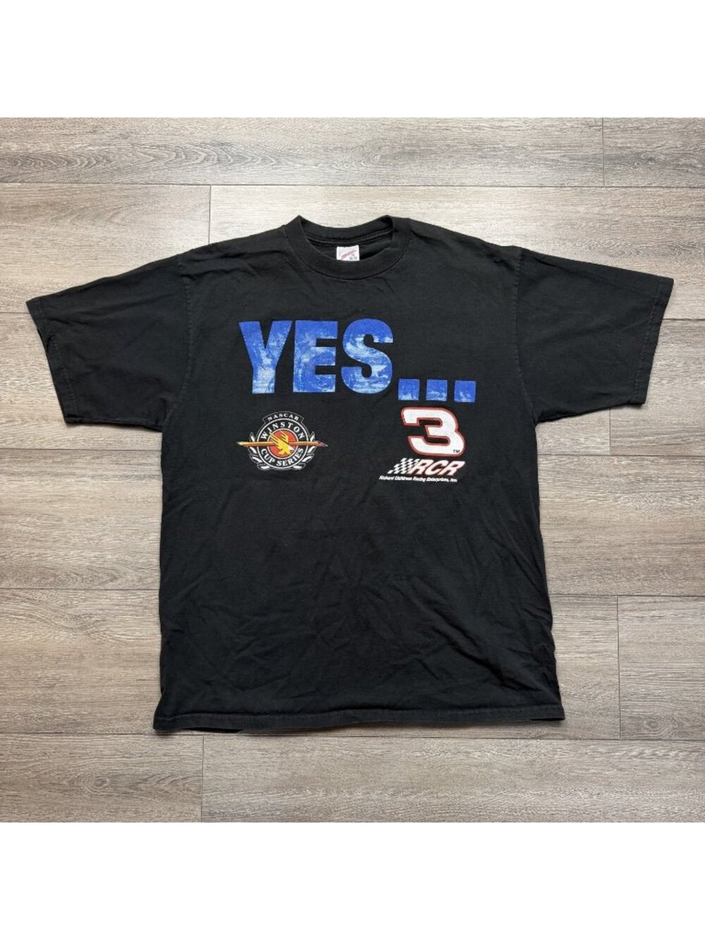 Dale Earnhardt #3 Jerzees T-Shirt Yes It Will Fly 1990s Mens XL Black